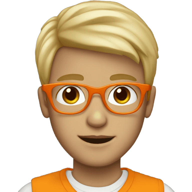 white blonde boy with clear orange glasses   emoji