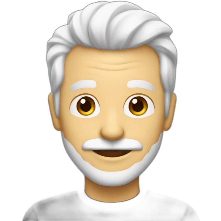 Create an emoji of a man smiling, with white hair and with a short but neat white beard and moustache emoji