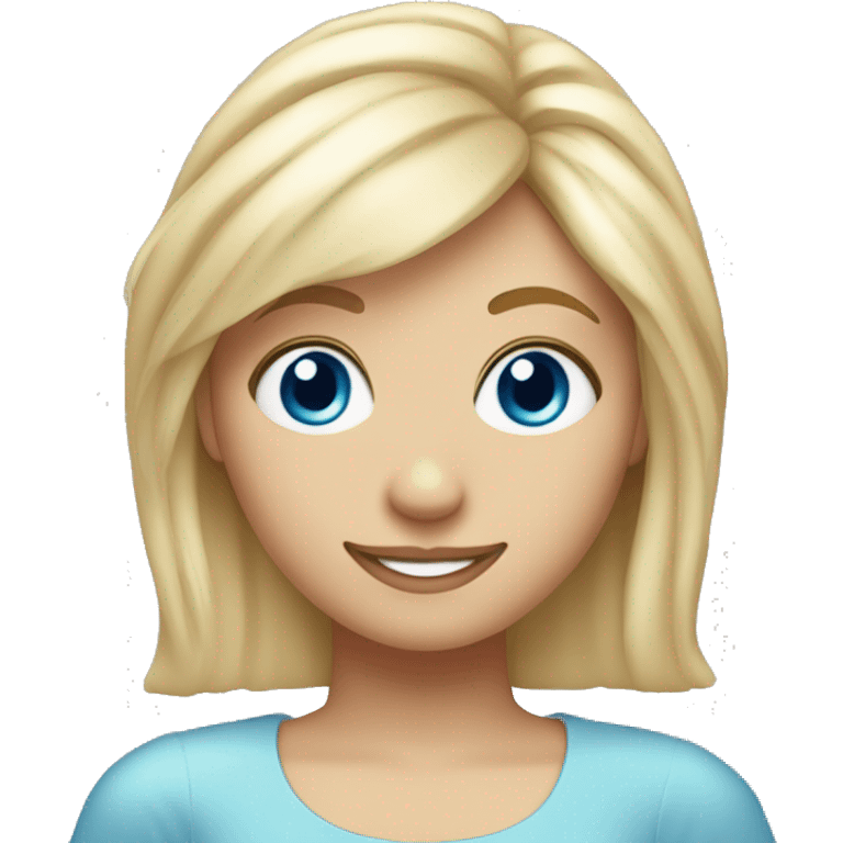 please make a blonde girl with round face blue eyes. her hair is shoulder length and a slight fringe she is smiley and celebrating her 21st birthday with a tiara emoji