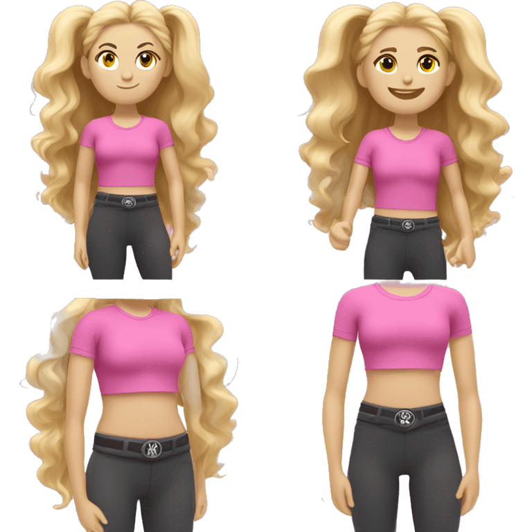 Blonde teenage girl with a lululemon belt bag and a pink shirt And a Stanley emoji