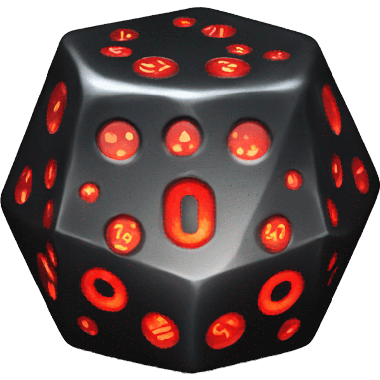 D20 dice black with red numbers glowing emoji