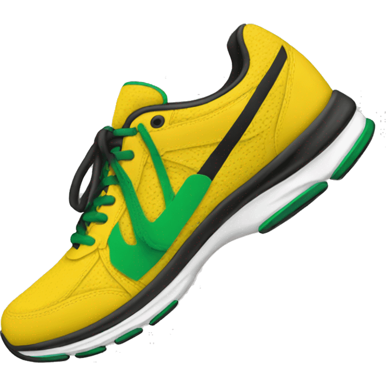 Yellow running shoes and green bottom and black strings emoji