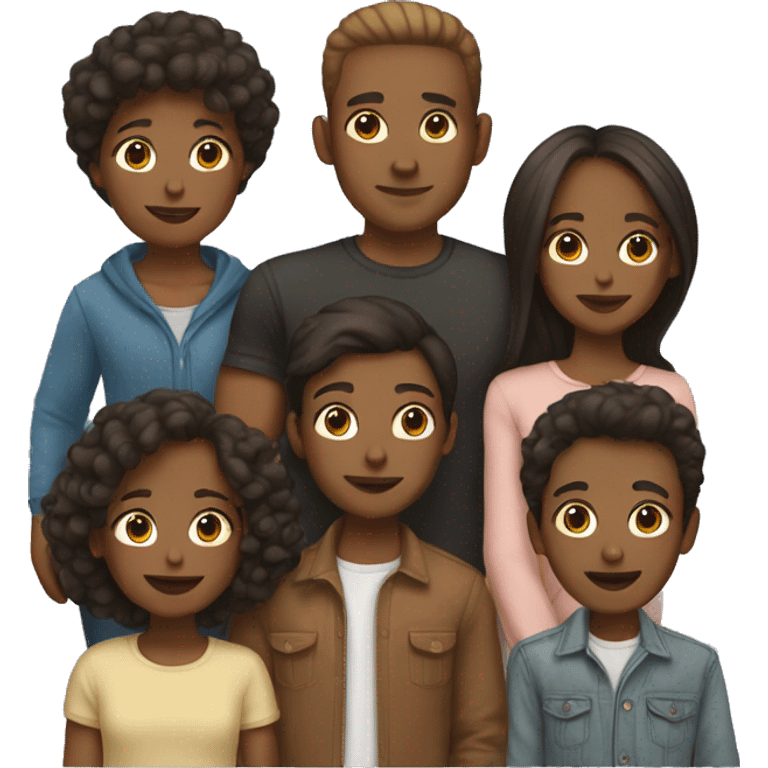 Couple with 5 kids brown girl  emoji