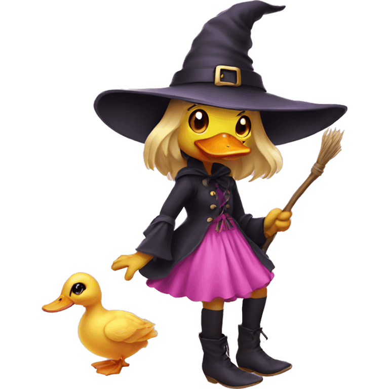 a witch pink cute duck emoji