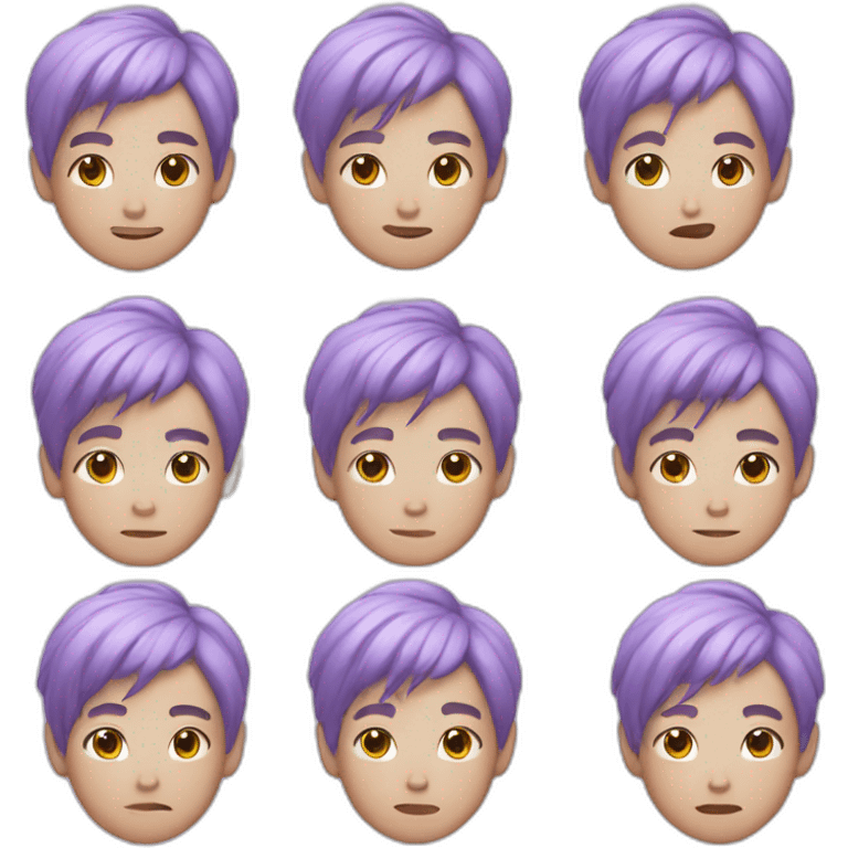 Asian boy with lilac hair emoji