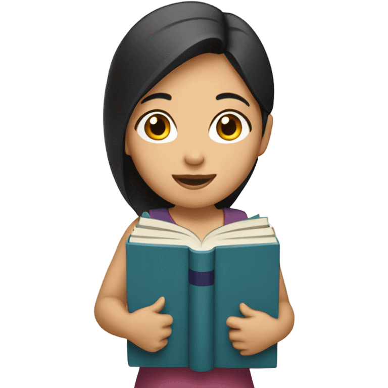 Asian girl with books emoji