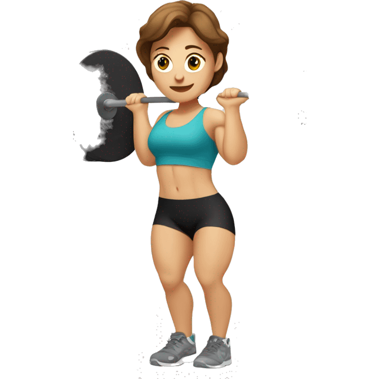 White woman with brown hair doing crossfit overhead squats emoji