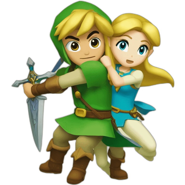 Link et zelda qui s'embrasse emoji