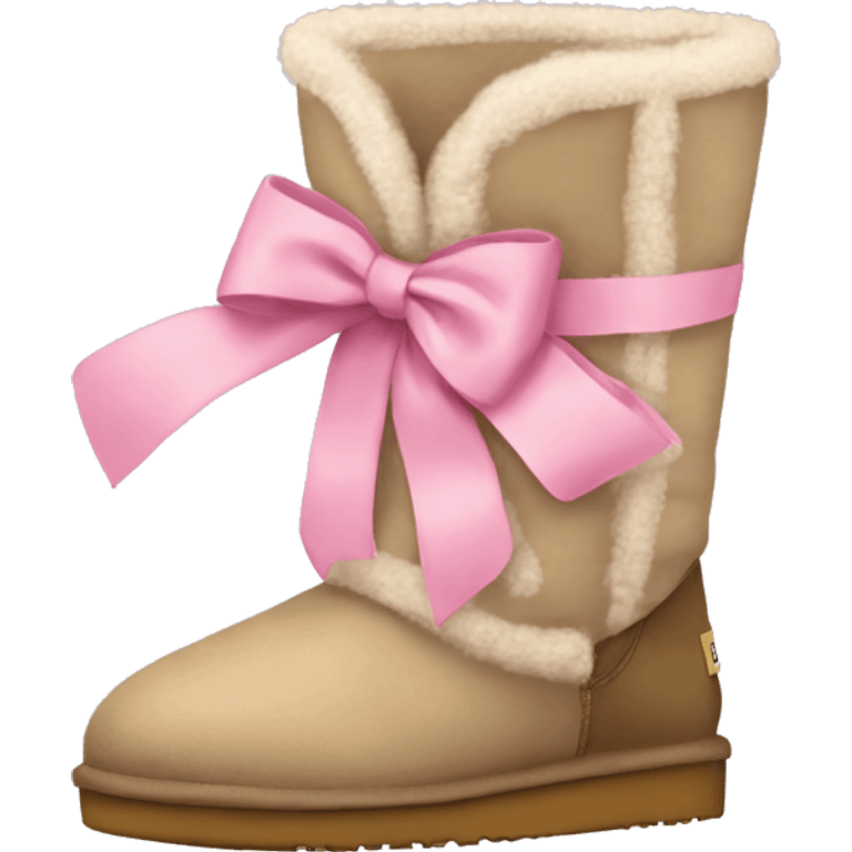 Beige uggs with pink bowd emoji