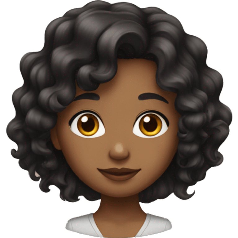 Brown girl with black wavy hair  emoji