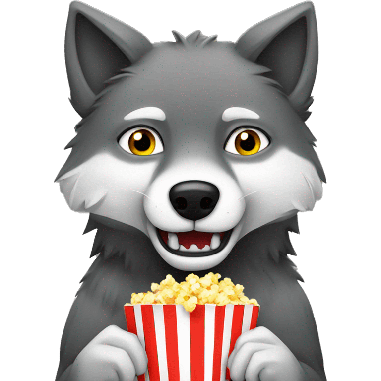 Wolf eating popcorn  emoji