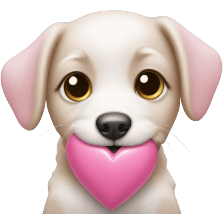 puppy with pink heart emoji