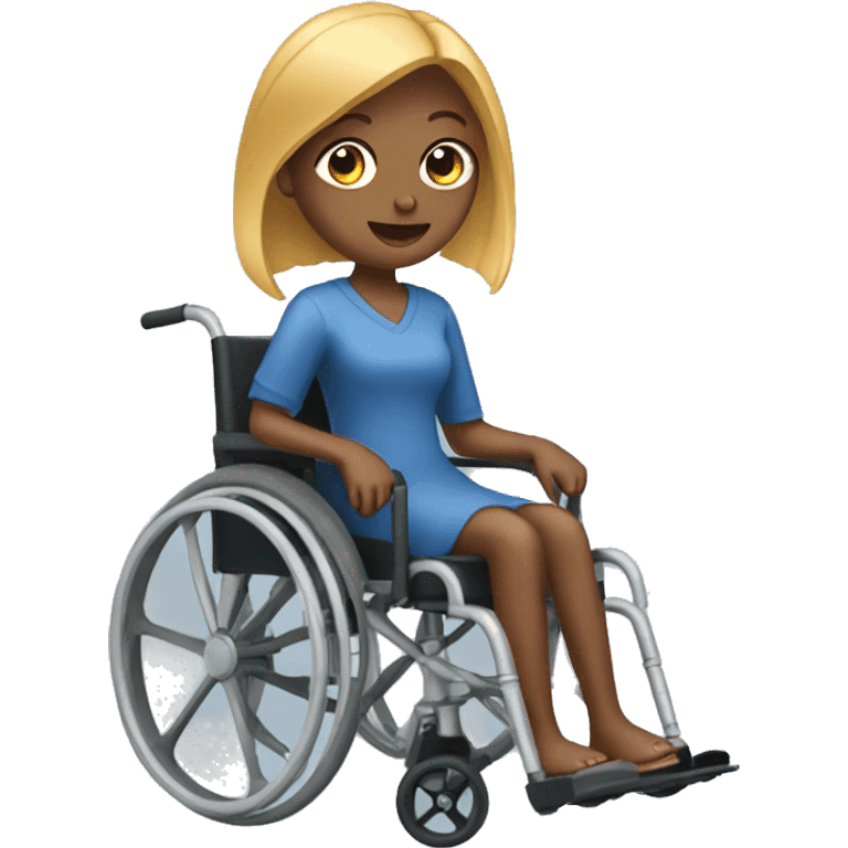 Girl in wheelchair with scissors emoji