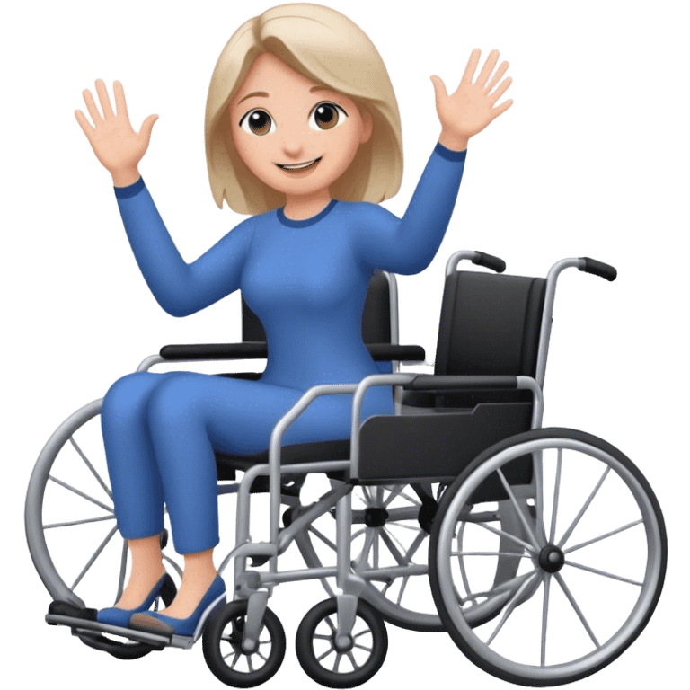 Woman waving and smiling whilst pushing a wheelchair emoji