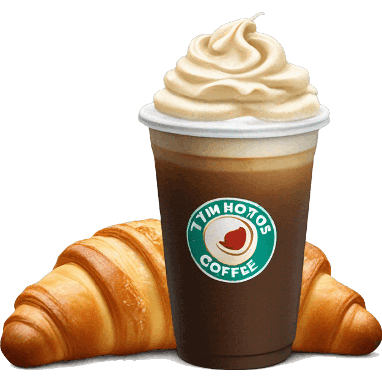 tim hortons vanilla iced coffee with a croissant  emoji