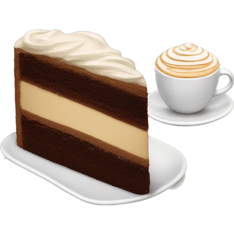 Cappuccino and part of chocolate cake  emoji