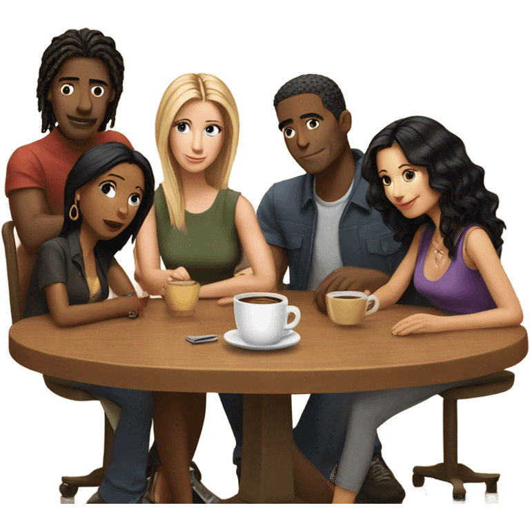 Cast of friends in a coffee shop emoji