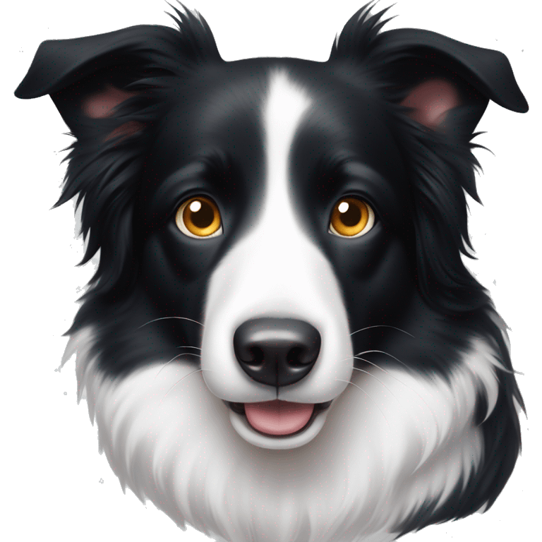 Black and white border collie with magical sparkling eyes. emoji