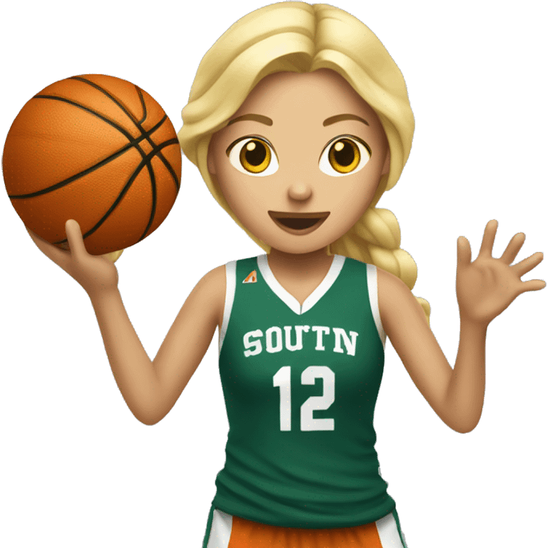 Blonde girl shooting basketball  emoji