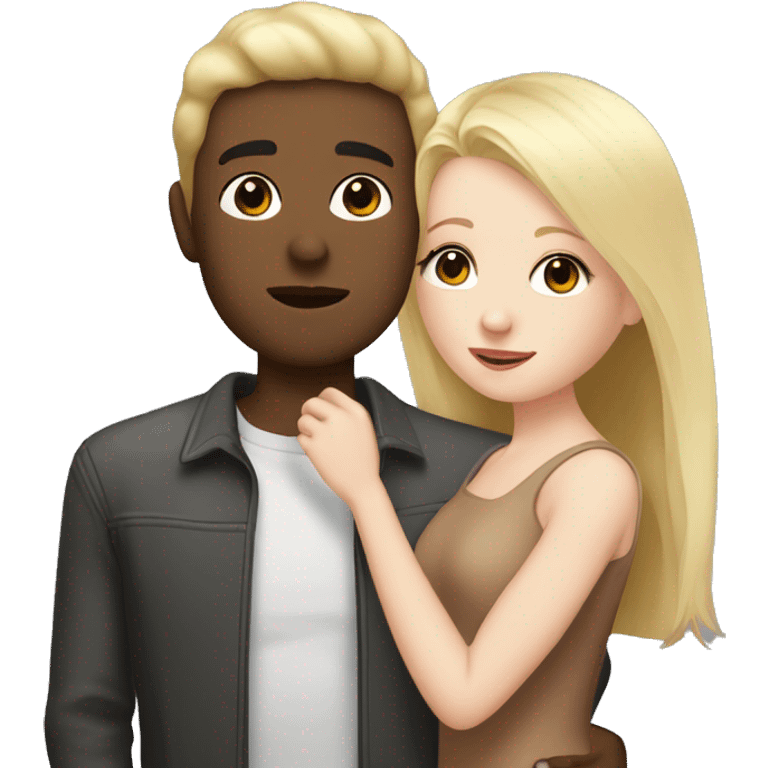 A blonde girl with pale skin kisses a light-skinned guy with dark hair emoji