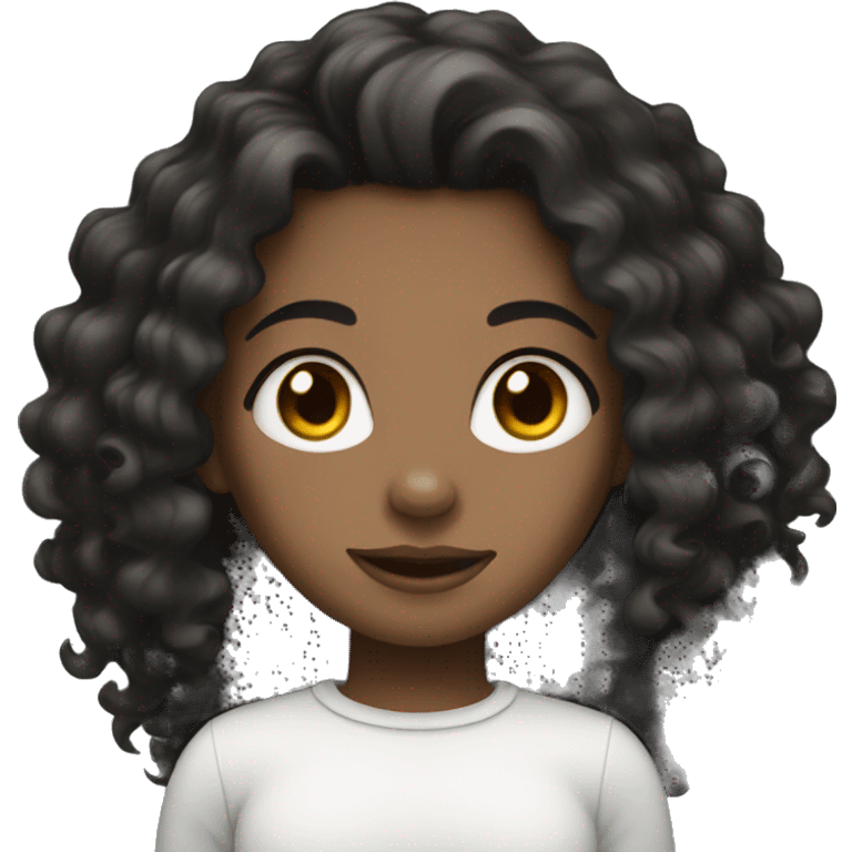 black long curly hair girl with white skin emoji