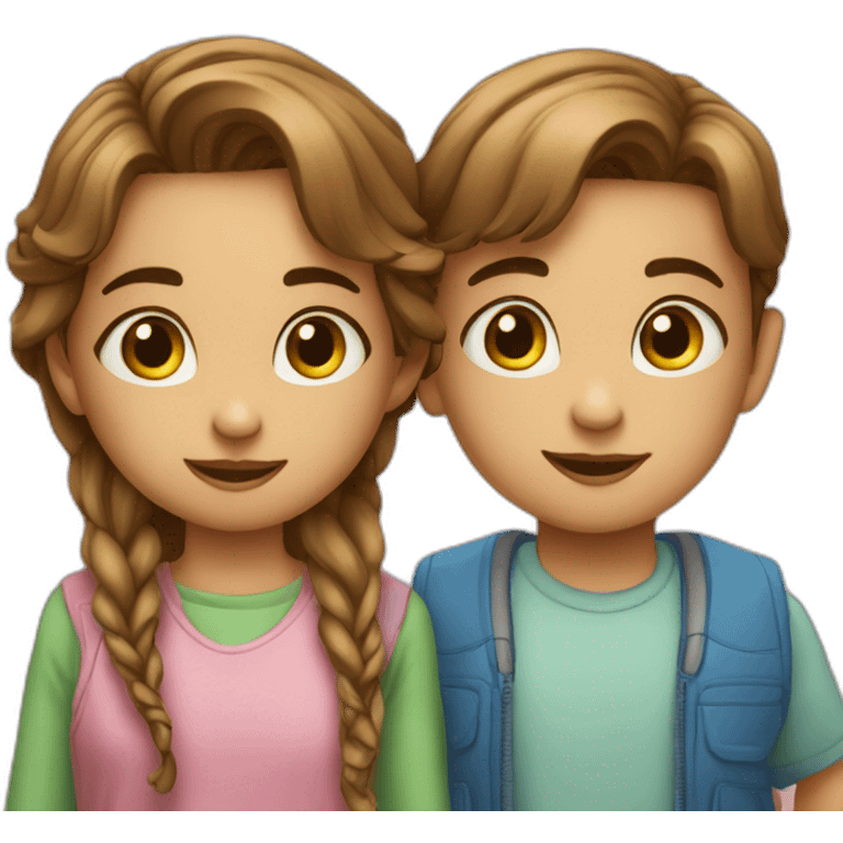 Twins boy and gril with emoji