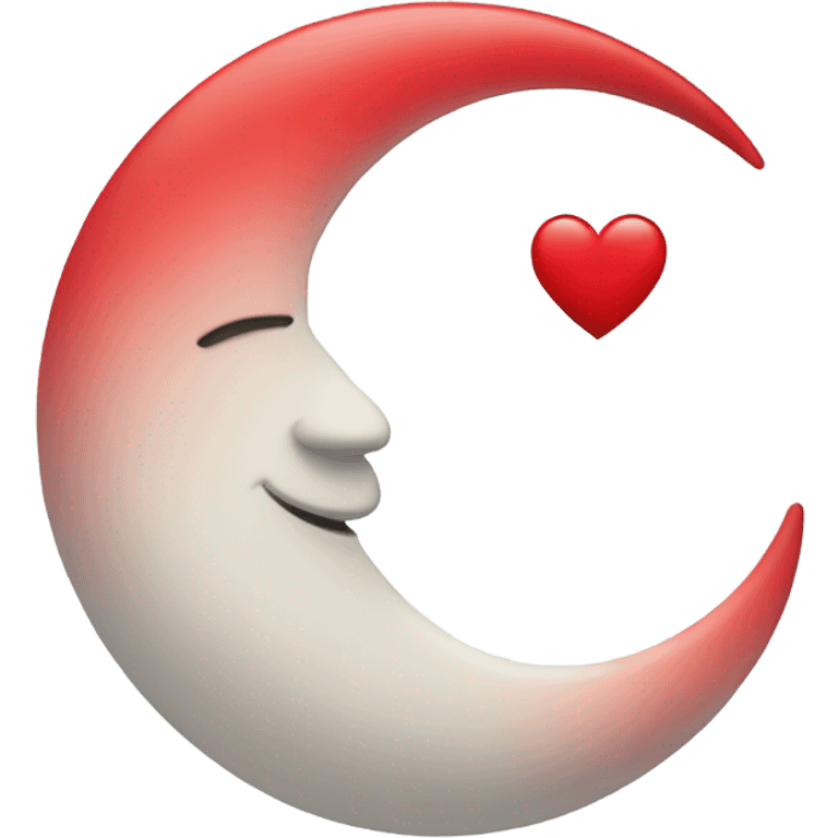 crescent white moon with red heart emoji