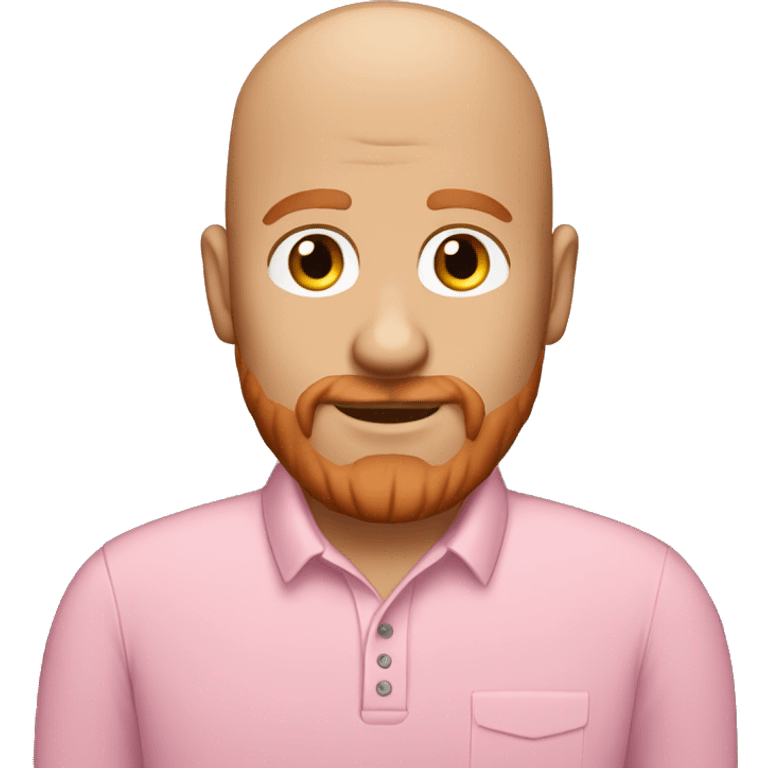 Bald dad with a little beard of 3 day redhair wearing a pink polo emoji