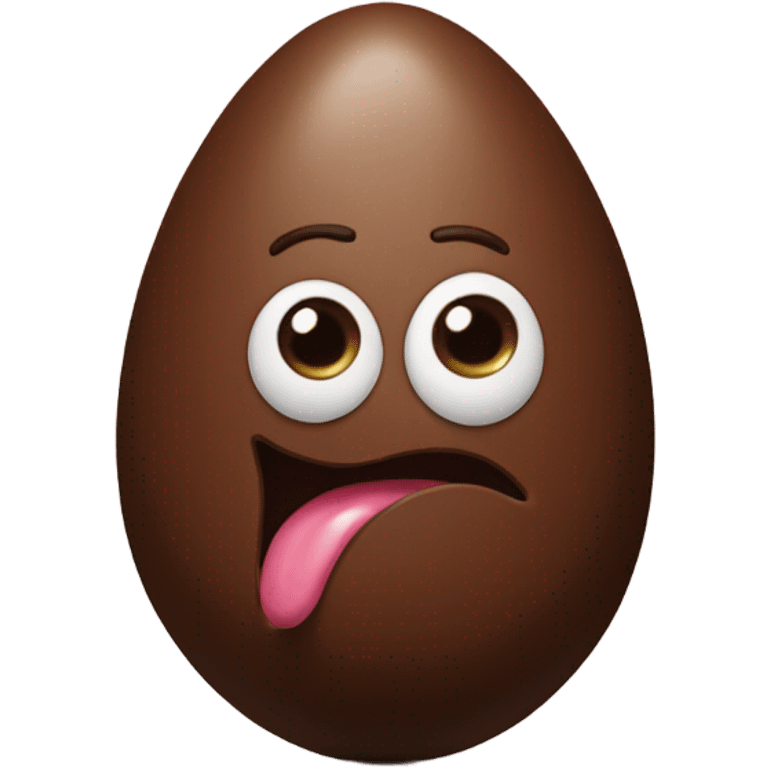 Chocolate egg with begging face next to it emoji