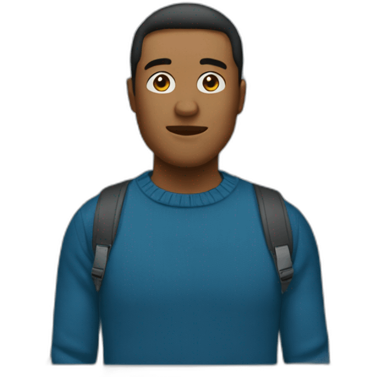 Man in blue sweater standing in train  emoji