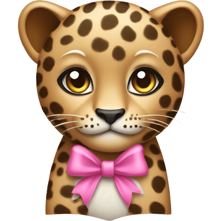 make a leopard with a pink bow on it emoji