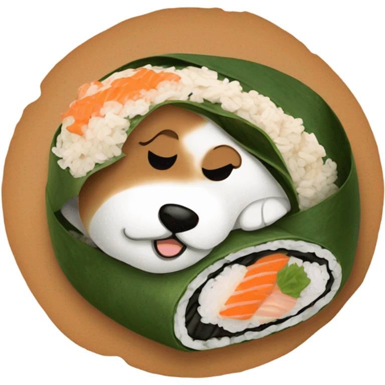 Dog inside sushi roll emoji