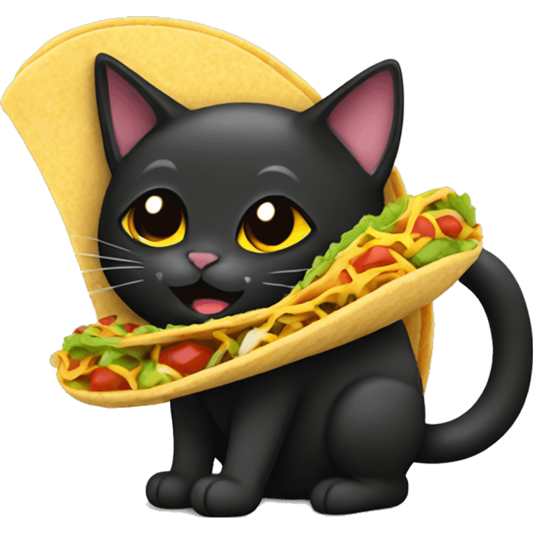 Black cat holding a taco emoji