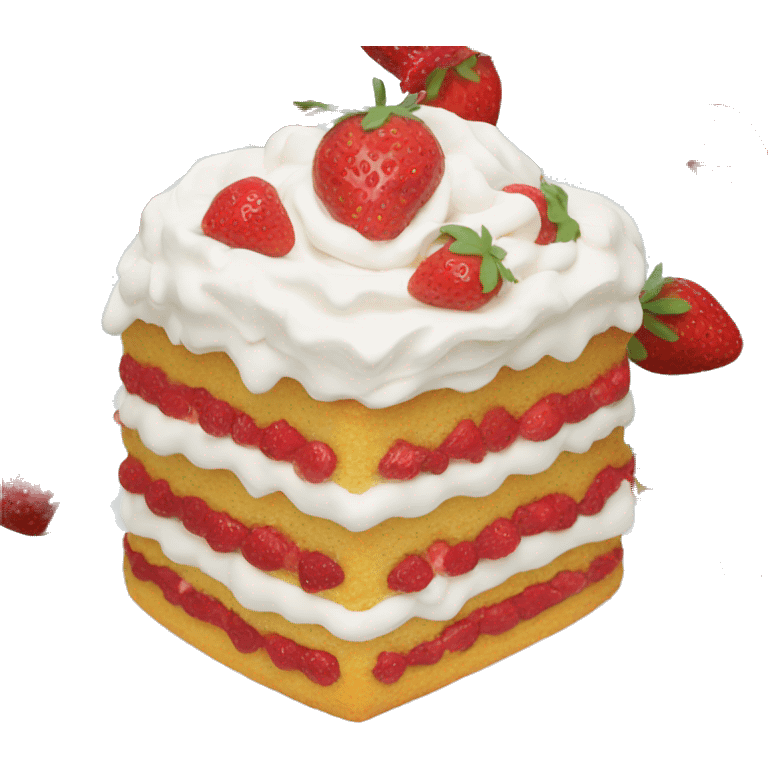 white frosting layered straberry cake emoji