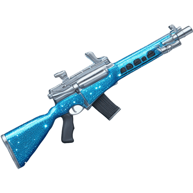 Chrome blue sparkly glittery rifle emoji