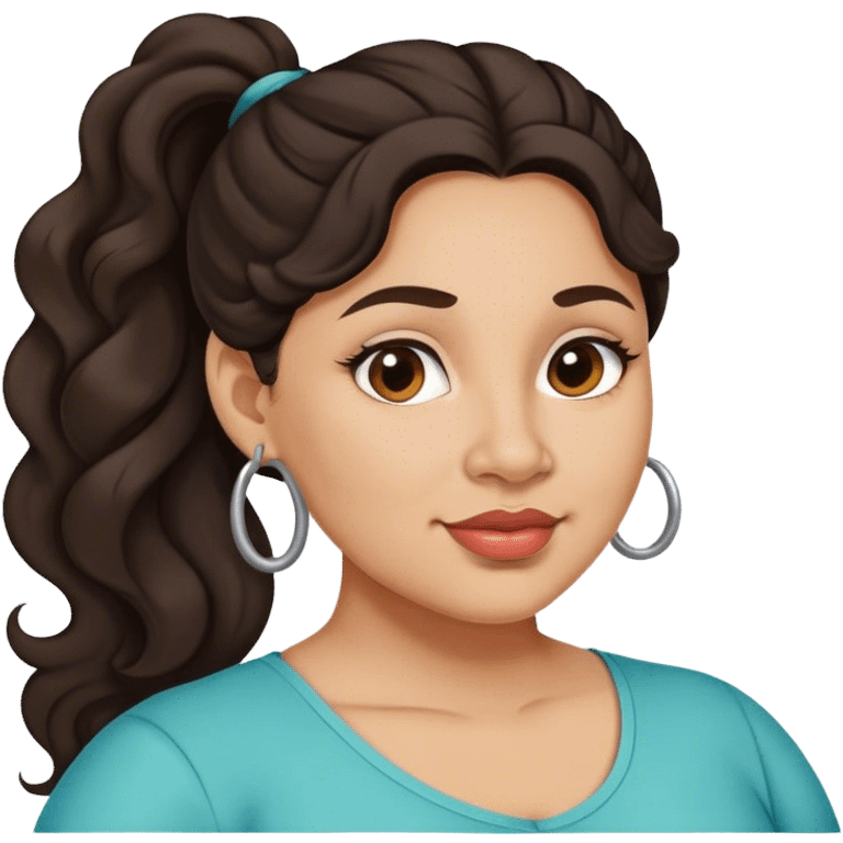  plus size light skin latino women with wavy dark hair in pony tail flat wide nose  emoji