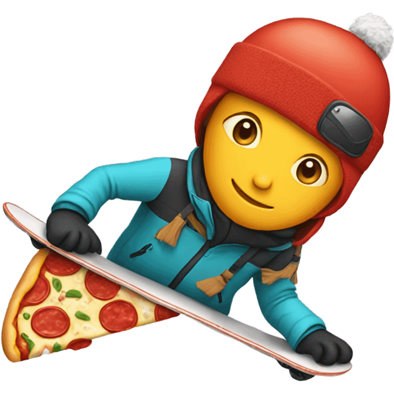 snowboarder wearing a pizza hat emoji