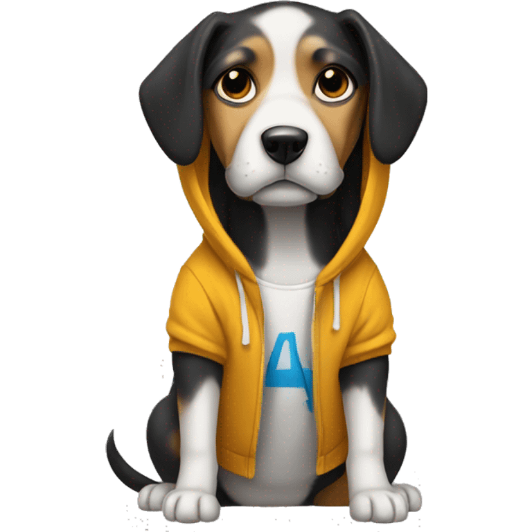 Dog wearing a power t hoodie emoji