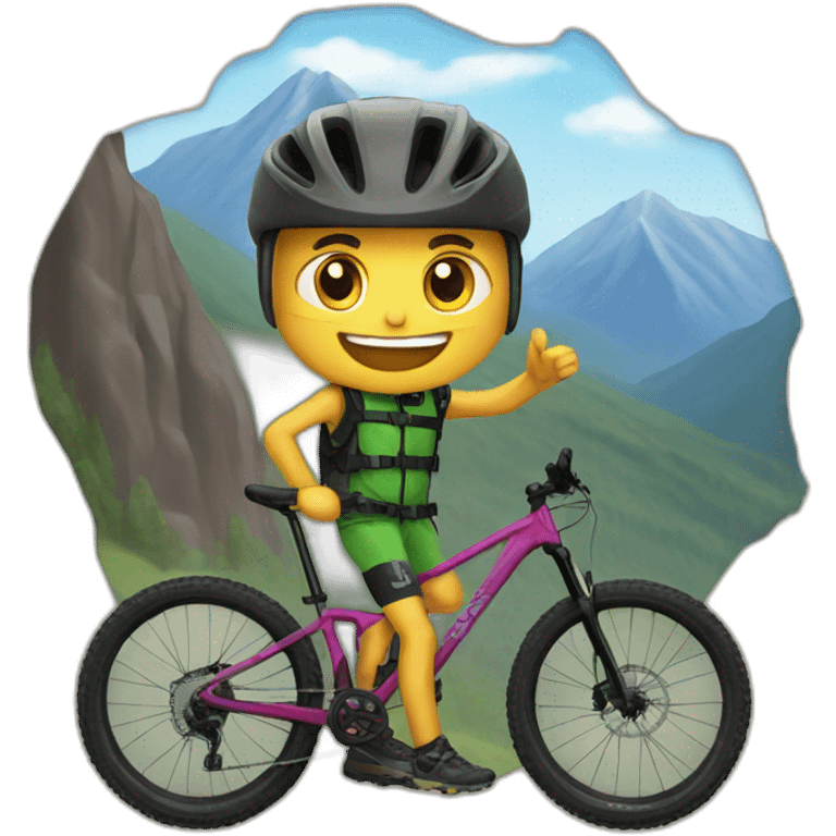 mountain biker with happy Birthday sign emoji