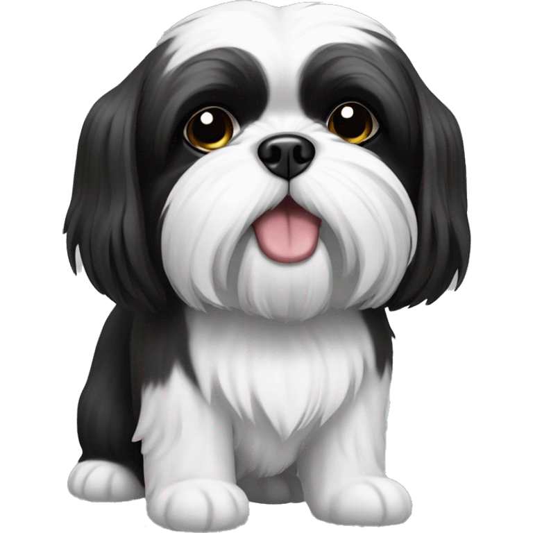 Black and white shi tzu emoji