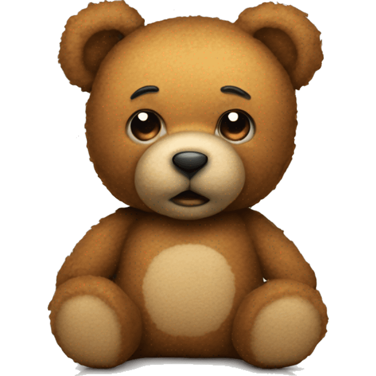 Worn teddy bear with stuffing around it  emoji