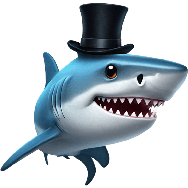 Shark with a top hat emoji