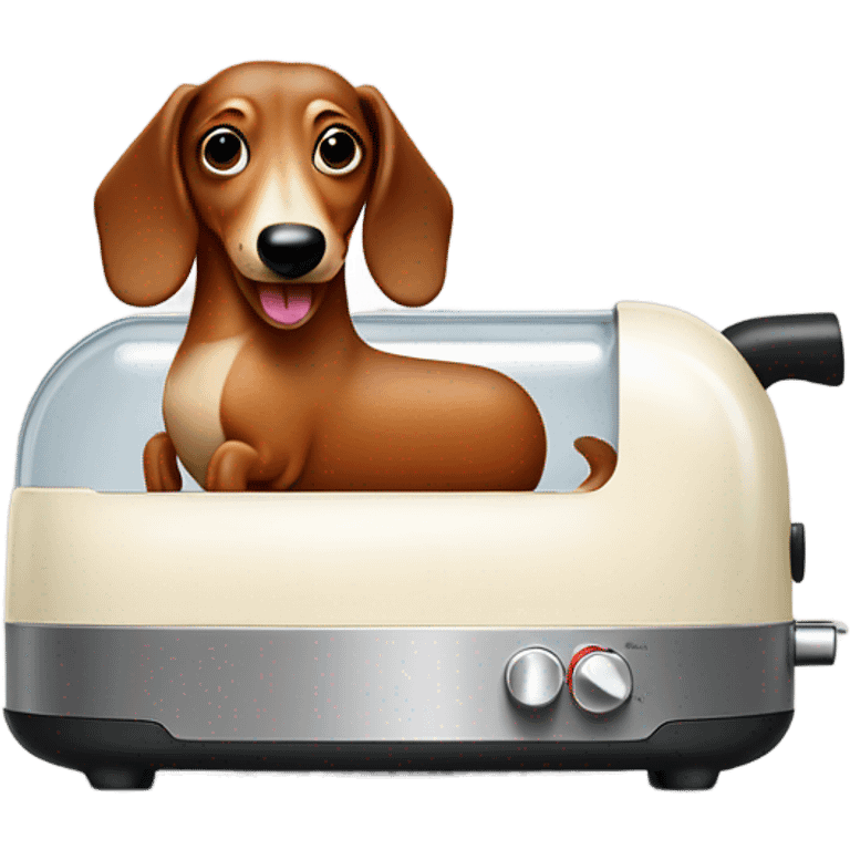 Sausage dog with a cream toaster and kettle emoji