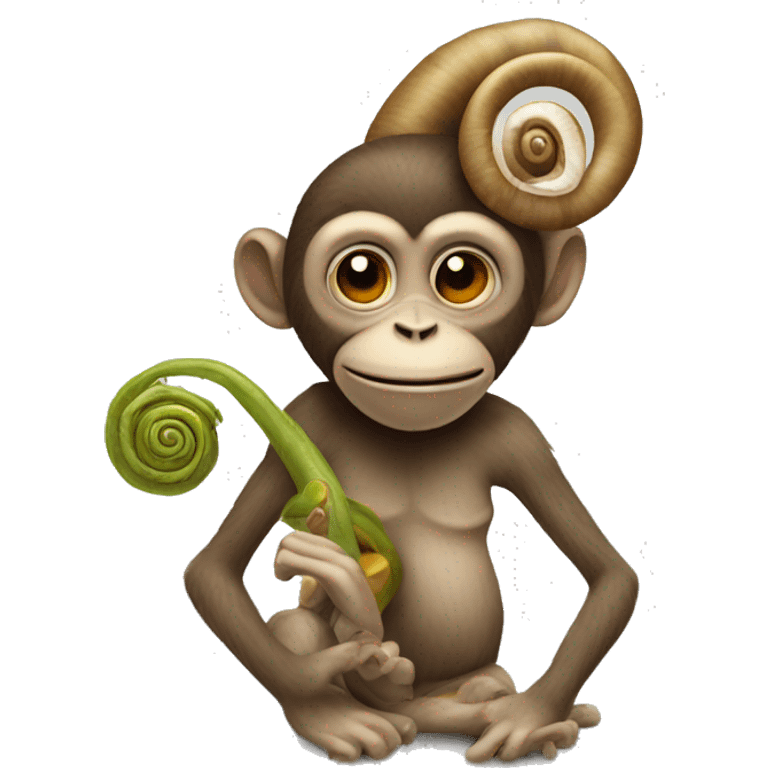 The head of a monkey attached to a snail emoji