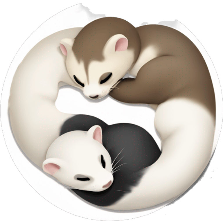 2 ferrets sleeping forming yin yang emoji