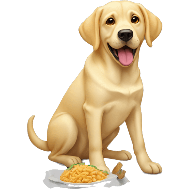 Yellow lab dog eating human food emoji