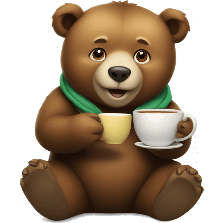 Bear holding tea emoji