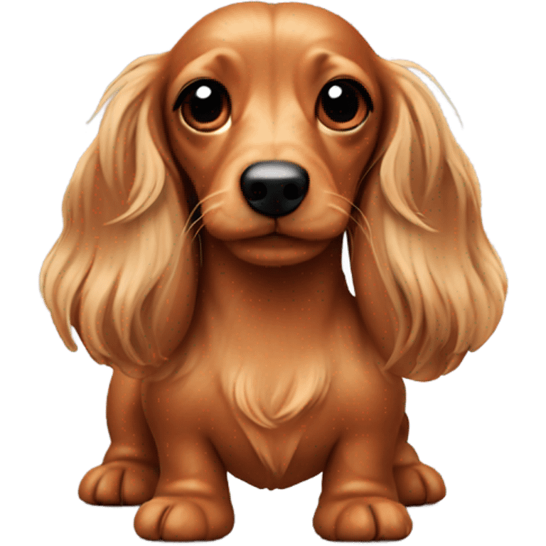 Mini long haired wiener dog with bows  emoji