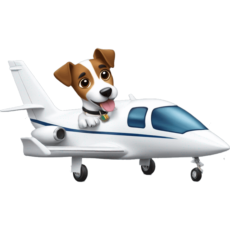 a jack russel driving a white private jet emoji