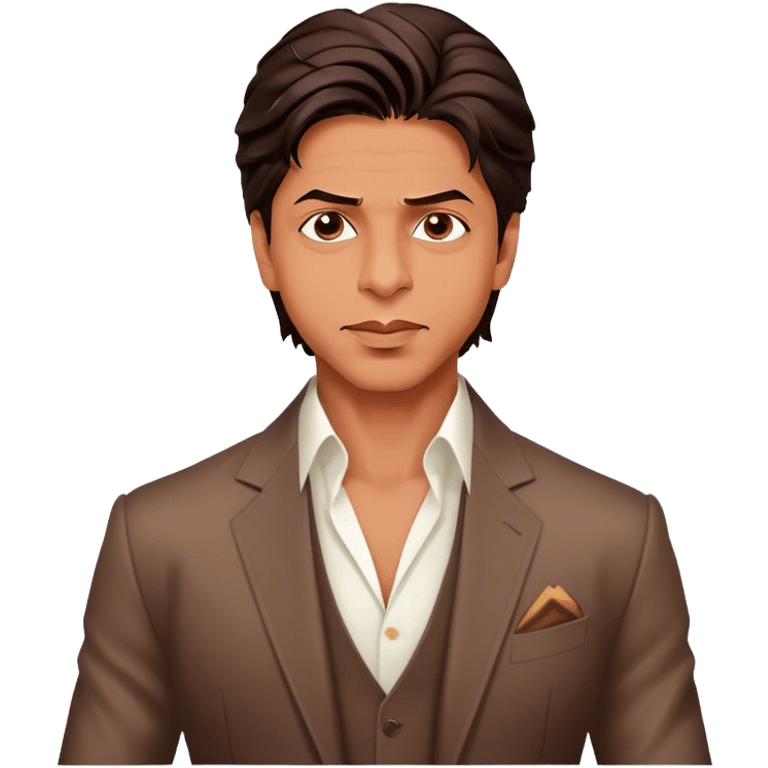 Cinematic Realistic portrait of Shah Rukh Khan, portrayed as a charismatic film star with expressive features and stylish contemporary attire, rendered in rich, dynamic lighting that captures his magnetic presence emoji